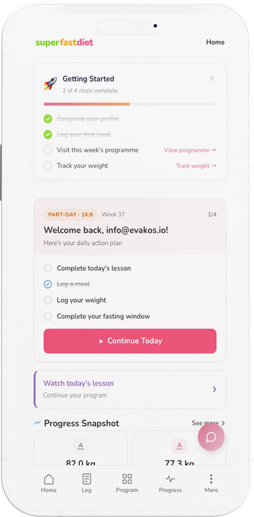 Today's Plan app screen