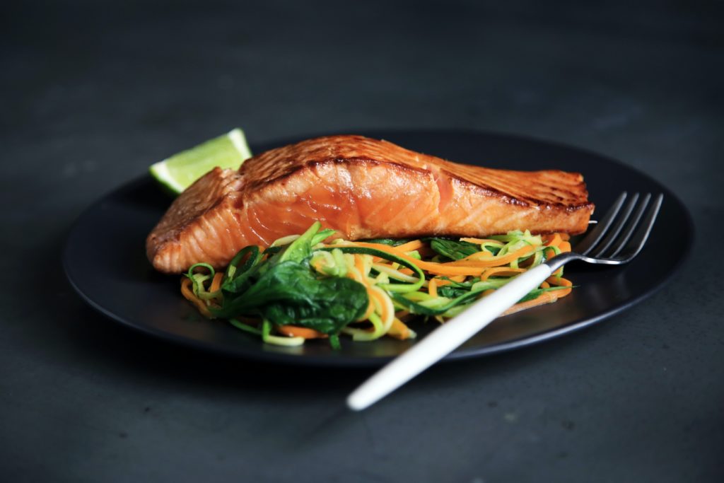 salmon and vegetables for mental health