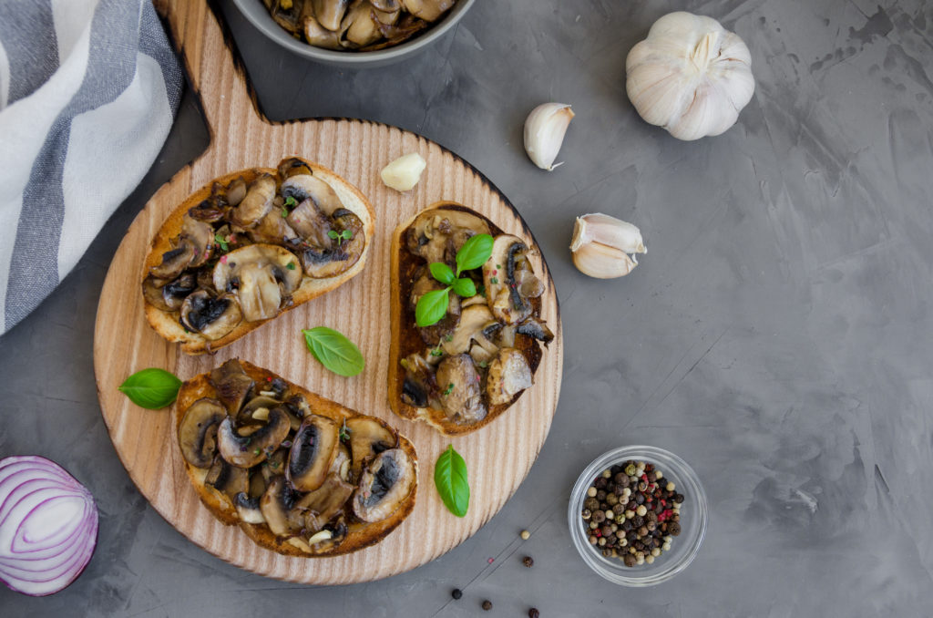mushroom and walnut bruschetta